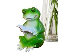 Reading Frog Statue - Solid-Cast Stone-Resin Scholar Figurine, UV-Shielded Garden & Library Decor, Weighted Anti-Topple Desk Accessory | for Book Lovers