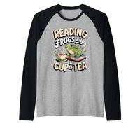 Reading Frogs and Hot Tea Amphibian Cozy Lover Raglan Baseball Tee