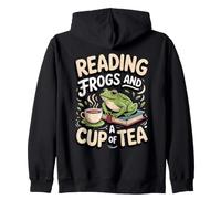 Reading Frogs and Hot Tea Amphibian Cozy Lover Zip Hoodie