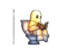 Reading Ghost Halloween Decoration 2D Acrylic Ghost Lying On The Moon Reading A Book Pendant, Halloween Hanging Ornament For Indoors, Outdoors, Fireplaces, Backpacks, Doors, Cars, And Walls