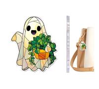 Reading Ghost Halloween Decoration 2D Acrylic Ghost Lying On The Moon Reading A Book Pendant, Halloween Hanging Ornament For Indoors, Outdoors, Fireplaces, Backpacks, Doors, Cars, And Walls