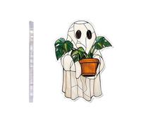 Reading Ghost Halloween Decoration 2D Acrylic Ghost Lying On The Moon Reading A Book Pendant, Halloween Hanging Ornament For Indoors, Outdoors, Fireplaces, Backpacks, Doors, Cars, And Walls
