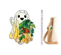 Reading Ghost Halloween Decoration 2D Acrylic Ghost Lying On The Moon Reading A Book Pendant, Halloween Hanging Ornament For Indoors, Outdoors, Fireplaces, Backpacks, Doors, Cars, And Walls