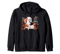 Reading Ghost - Spooky Library Halloween Tee Zip Hoodie