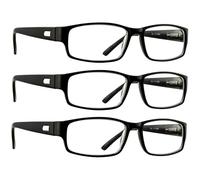 Reading Glasses 2.00 Black 3 Pack Always Have a Timeless Look, Crystal Clear Vision, Comfort Fit with Sure-Flex Spring Hinge Arms & Dura-Tight Screws