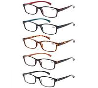 Reading Glasses 5 Pack Fashion Spring Hinge Readers Men & Women Comfortable Glasses for Reading(1.50, 5 Pack Mix Color)