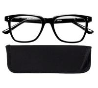 Reading Glasses Designer Square Black Frame Spring Hinges Mens Womens & Case +3.00 | ZA34R
