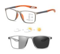 Reading Glasses for Men Women Sporty Style Blue Light Blocking TR90 Frames Lightweight Comfortable Readers(Grey/Orange,2.0 x)