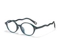Reading Glasses for Women Blue Light Blocking Lightweight TR90 Vintage Oval Style Computer Readers for Small Faces,Green,+1.00