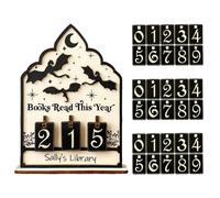 Reading Goal Counter 18.2x12.7cm, Books Read This Year Display, Wooden Book Tracker Sign for Teachers, Librarians, Bookworms, Kids, Readers