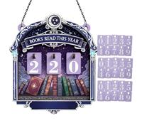Reading Goals - Monitors Literary Progress, Decorative Recording On The Shelf, 180g Weighted Base + Double Metal Hooks, Polished Wood Grain Stationery