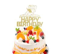 Reading Happy Birthday Cake Topper, Gold Glitter Book Club Birthday Cake Topper Cupcake Decor for Girl Women Students Book Lovers Themed Party Favors & Decoration Supplies