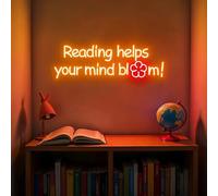 Reading Helps Your Mind Bloom Neon Sign, Inspirational Classroom LED Light, Neon Signs for Library Museum Bookstore Study Room Reading Room Bookish Decoration