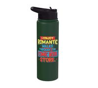 Reading I Enjoy Romantic Walks Through The Comic Book Store Stainless Steel Insulated Water Bottle