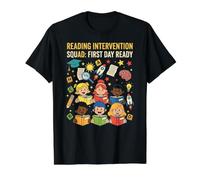 Reading Intervention Squad First Day Ready Literacy Phonics Value Graphic T-Shirt, Men, Black, XL