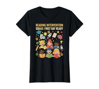 Reading Intervention Squad First Day Ready Literacy Phonics Value Graphic T-Shirt, Women, Black, M