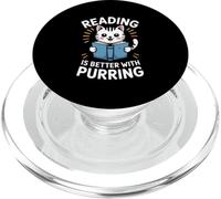 Reading Is Better With Purring Cat PopSockets PopGrip for MagSafe
