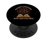 Reading Is Dreaming Book Flowers Vintage Retro Librarian Fun PopSockets Adhesive PopGrip