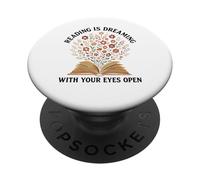 Reading Is Dreaming Book Flowers Vintage Retro Librarian Fun PopSockets Adhesive PopGrip