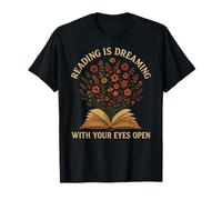 Reading Is Dreaming Book Flowers Vintage Retro Librarian Fun T-Shirt