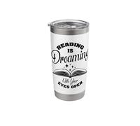 Reading is Dreaming with Your Eyes Open Book Lover Reader Stainless Steel Insulated Tumbler
