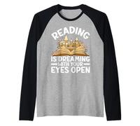 Reading is dreaming with your eyes open - book lovers design Raglan Baseball Tee