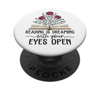 Reading Is Dreaming With Your Eyes Open Funny Bookworm PopSockets Adhesive PopGrip