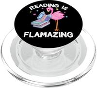Reading is Flamazing Funny Flamingo Book Lover Reader Gift PopSockets PopGrip for MagSafe