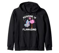 Reading is Flamazing Funny Flamingo Book Lover Reader Gift Zip Hoodie