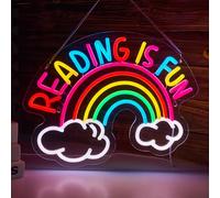 Reading Is Fun Neon Sign Read Books LED Neon Light for wall decor Smart plug timer compatible USB-Powered Suitable for Kids Boys Room Bookstore Library Museum Study Room(16.2x12.6 Inch)