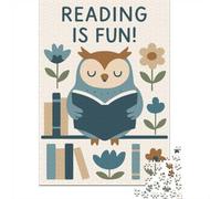 Reading Is Fun Owl Illustration_2 1000 Pieces Jigsaw for Adults, Animal Themed Puzzle, Quiet Evening Activity, 52x38cm/1000pcs