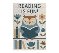 Reading Is Fun Owl Illustration Classic Jigsaw Puzzle for Adults, 300 PCS