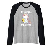 Reading is Magical Cute Book Lovers Nerds Unicorn Librarians Raglan Baseball Tee