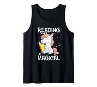 Reading is Magical Cute Book Lovers Nerds Unicorn Librarians Tank Top