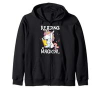 Reading Is Magical Cute Book Lovers Nerds Unicorn Librarians Zip Hoodie