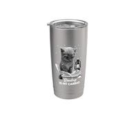 Reading is My Cardio Cat Reading A Book Librarian Bookworm Stainless Steel Insulated Tumbler