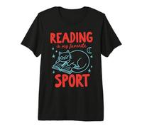Reading is My Favorite Sport Cute Book Lover Cat Doodle Premium T-Shirt