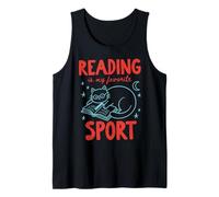 Reading is My Favorite Sport Cute Book Lover Cat Doodle Tank Top