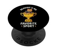 Reading Is My Favorite Sport Cute Kawaii Cat Bookworm Kids PopSockets Adhesive PopGrip
