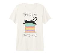Reading is My Favorite Sport Funny Bookworm Cartoon Cat Kids Premium T-Shirt