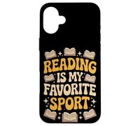 Reading is My Favorite Sport Retro 70s Book Lover Librarian Case for iPhone 16 Plus