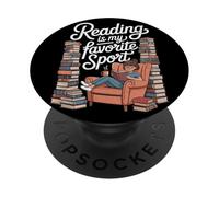 Reading is My Favorite Sport Retro Book Lover Girl Librarian PopSockets Adhesive PopGrip