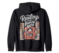 Reading is My Favorite Sport Retro Book Lover Girl Library Zip Hoodie