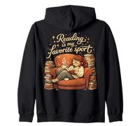 Reading is My Favorite Sport Retro Book Lover Girl Library Zip Hoodie