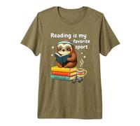 Reading is My Favorite Sport Sloth Graphic Premium T-Shirt
