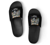 Reading Is My Happly Place Lightweight Shower Slippers Summer Non-Slip Sliders Sandals Comfortable House Shoes