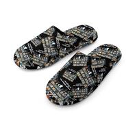 Reading Is My Happly Place Men's Cozy Memory Foam Slippers Warm Cotton House Shoes Comfy Slipper for Indoor Outdoor