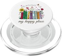 Reading Is My Happy Place Books Sunflower Floral Bookish PopSockets PopGrip for MagSafe