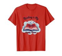 Reading is My Happy Place Bookworm Magic T-Shirt, Men, Red, XXL