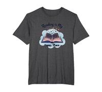 Reading is My Happy Place Bookworm Magic T-Shirt, Men's Big and Tall, Dark Heather Grey, 6X Tall